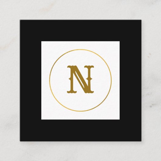 Monogramm aus einfachem Gold, personalisiert Quadratische Visitenkarte (Vorderseite)
