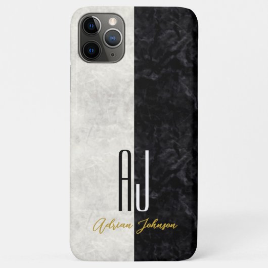 Monogramm aus elegantem Marmor Schwarz und Weiß Case-Mate iPhone Hülle (Rückseite)