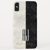 Monogramm aus elegantem Marmor Schwarz und Weiß Case-Mate iPhone Hülle (Rückseite)