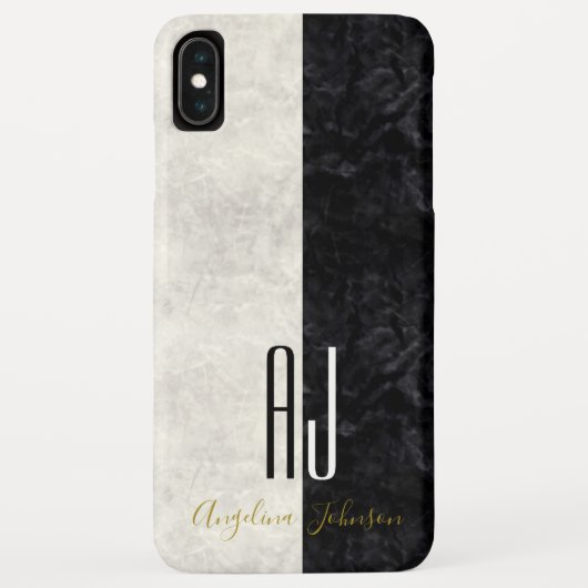 Monogramm aus elegantem Marmor Schwarz und Weiß Case-Mate iPhone Hülle (Rückseite)