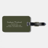 Monogramm aus elegantem Olive Green Gold-Marmor Gepäckanhänger (Rückseite horizontal)