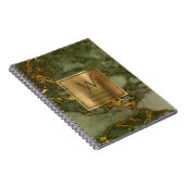Monogramm aus elegantem Olive Green Gold-Marmor Notizblock (Rechte Seite)