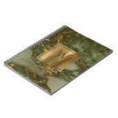 Monogramm aus elegantem Olive Green Gold-Marmor Notizblock (Linke Seite)