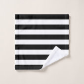 Monogramm aus elegantem Schwarz-Weiß-Streifen Badhandtuch Set (Waschlappen)