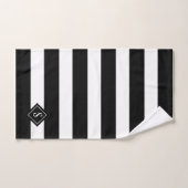 Monogramm aus elegantem Schwarz-Weiß-Streifen Badhandtuch Set (Handtuch)