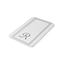 Monogramm aus elegantem Weiß und schwarzem Streife Badematte