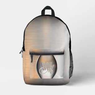 Monogramm aus gebürstetem Stahl Bedruckter Rucksack
