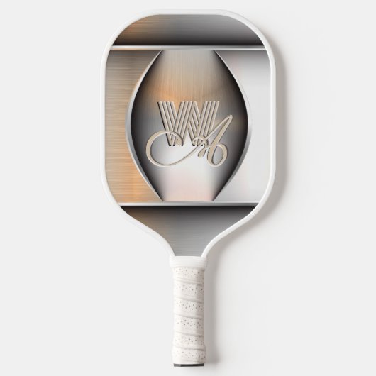 Monogramm aus gebürstetem Stahl Pickleball Schläger (Vorderseite)