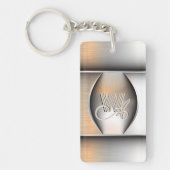 Monogramm aus gebürstetem Stahl Schlüsselanhänger (Vorderseite)