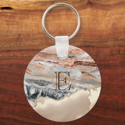 Monogramm aus Glitzer-Marmorstein Schlüsselanhänger (Vorderseite)