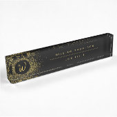 Monogramm aus Glitzer und Schwarz Namensplakette