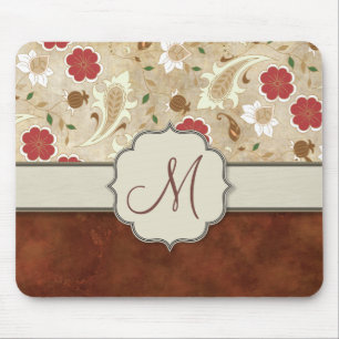 Monogramm aus Gold, Rot und Weiß Mousepad