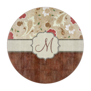 Monogramm aus Gold, Rot und Weiß Schneidebrett