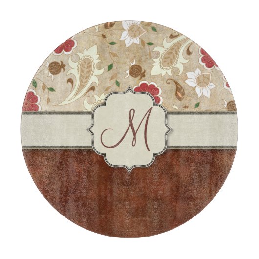 Monogramm aus Gold, Rot und Weiß Schneidebrett (Vorderseite)