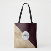 Monogramm aus Gold und Burgund-Muster Tasche (Vorderseite)