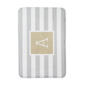 Monogramm aus Gold und grauen Streifen | Editierba Badematte (Vorderseite Vertikal)