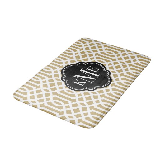 Monogramm aus Gold und Schwarz Badematte (Schrägansicht)