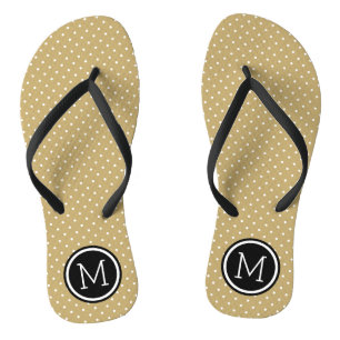 Monogramm aus Gold und Schwarz Badesandalen
