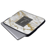 Monogramm aus Gold und weißem Marmor Laptopschutzhülle (Vorne Knopf)