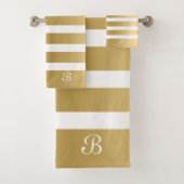 Monogramm aus Gold und weißen Streifen Badhandtuch Set (Insitu)