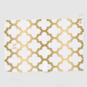 Monogramm aus Gold und Weißquatrefolie Golfhandtuch (Horizontal)