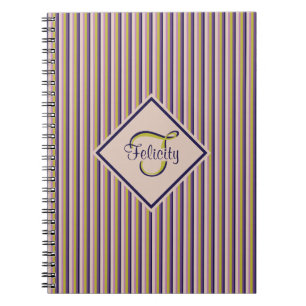 Monogramm aus Gold, Violett, Lila und rosa Streife Notizblock