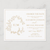 Monogramm aus goldfähigem Wappen ändern das Datum Einladungspostkarte (Vorderseite)
