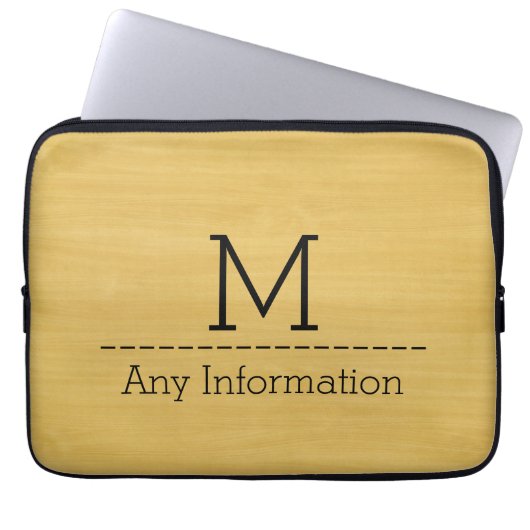 Monogramm aus Goldholz Laptopschutzhülle (Vorderseite)