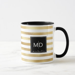 Monogramm aus Goldstreifen Personalisiert Tasse