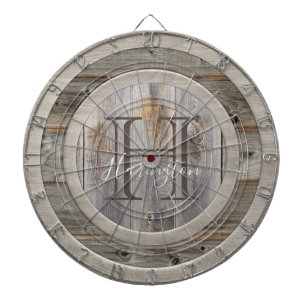 Monogramm aus grauem Holz Dartscheibe