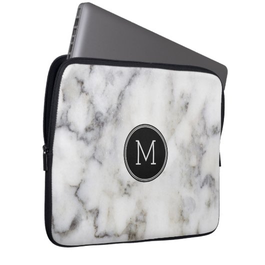 Monogramm aus grauem Marmorstein Laptopschutzhülle (Vorne Rechts)