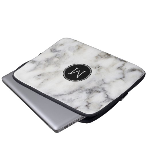 Monogramm aus grauem Marmorstein Laptopschutzhülle (Vorne Knopf)