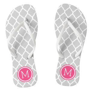Monogramm aus grauem und rosa marokkanischem Quarz Badesandalen
