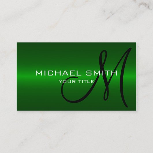 Monogramm aus grünem Edelstahl Visitenkarte (Vorderseite)