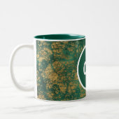 Monogramm aus grünem und goldenem Marmor Zweifarbige Tasse (Links)