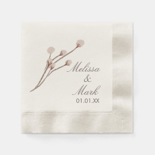 Monogramm aus handgezogenen Baumwollsorten Serviette (Vorderseite)