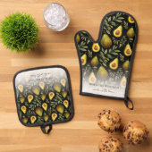Monogramm aus Liebe Avocado Muster Ofenhandschuh & Topflappen-Set (Oben Unten)
