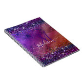 Monogramm aus lila Glitzer mit Pinselstrich Notizblock (Rechte Seite)