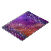 Monogramm aus lila Glitzer mit Pinselstrich Notizblock (Linke Seite)