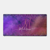 Monogramm aus lila Glitzer mit Pinselstrich Schreibtischunterlage (Vorderseite)