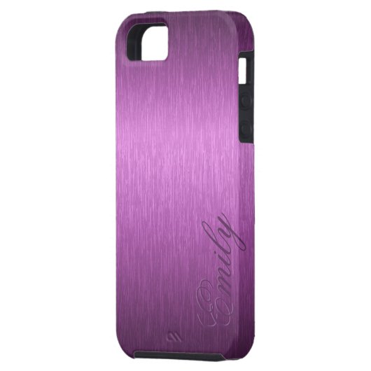 Monogramm aus lila metallisch gebürstetem Aluminiu Case-Mate iPhone Hülle (Rückseite Links)
