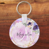 Monogramm aus Lila, rosa und goldfarbenem Rainbow- Schlüsselanhänger (Vorderseite)