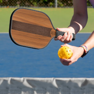 Monogramm aus Mahagoniholz und Braunleder Pickleball Schläger