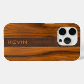 Monogramm aus Mahagoniholz und Leder Case-Mate iPhone Hülle (Rückseite (Horizontal))