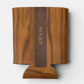 Monogramm aus Mahagoniholz und Leder Dosenkühler (Rückseite)