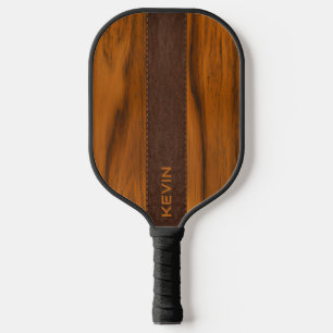 Monogramm aus Mahagoniholz und Leder Pickleball Schläger