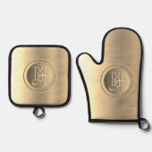 Monogramm aus metallischem Gold Ofenhandschuh & Topflappen-Set (Vorderseite)