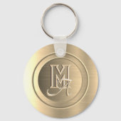 Monogramm aus metallischem Gold Schlüsselanhänger (Rückseite)
