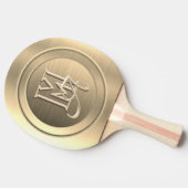 Monogramm aus metallischem Gold Tischtennis Schläger (Seitenansicht)
