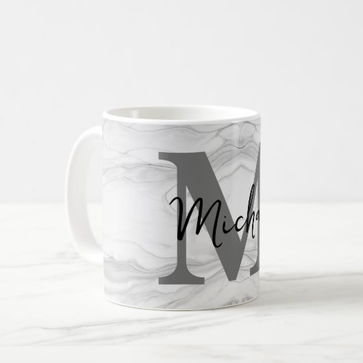 Monogramm aus modernem und klassischem Marmor Kaffeetasse (Vorderseite Links)
